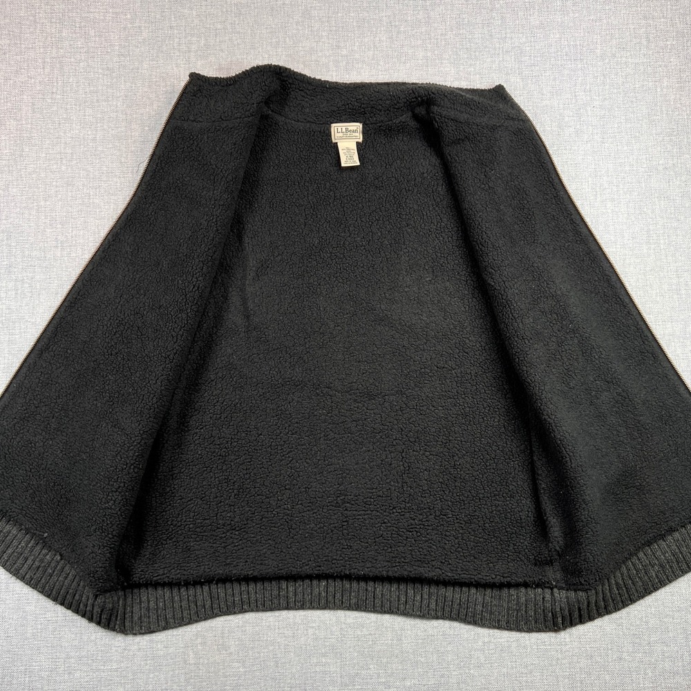 LL Bean Lambswool Zip Sweater Vest Men XL Gray Sherpa Lined Heritage Cabincore - Picture 7 of 8